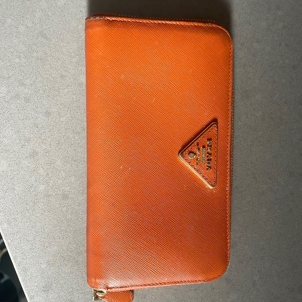 Prada orange wallet